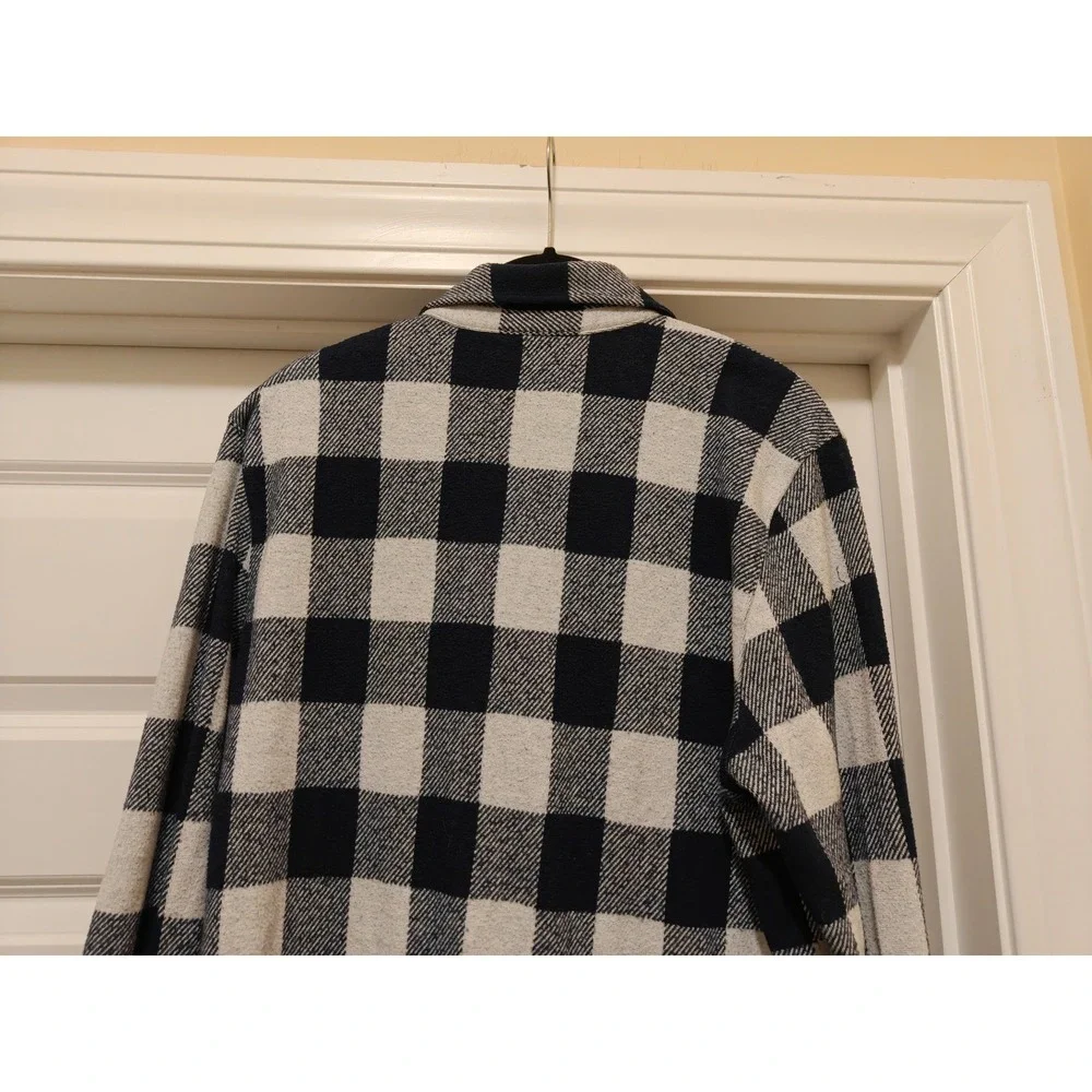Faherty Brand Mens Legend Sweater Shirt M‎ White Navy Blue Buffalo Check Plaid
